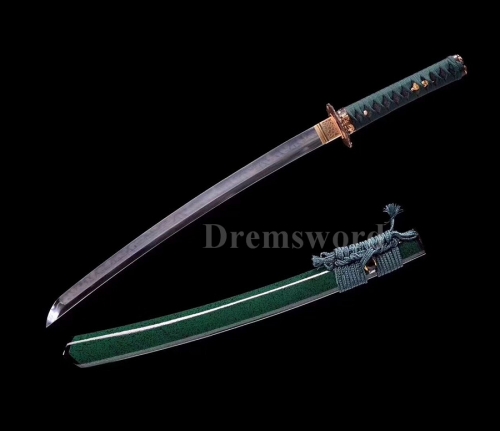 Hand forged T10 steel Clay tempered japanese samurai wakizashi sword 火焰 hamon full tang sharp