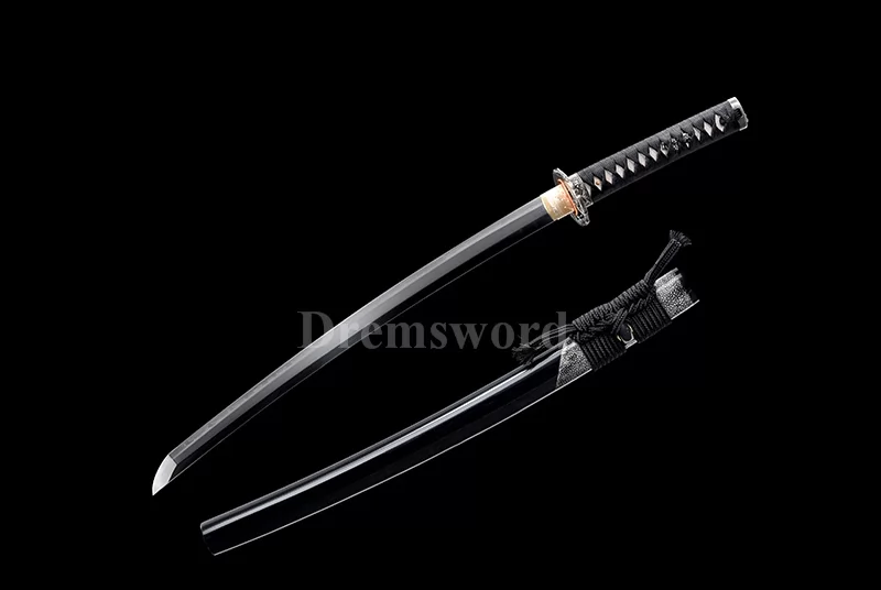 Tamahagane Lamination steel wakizashi Clay Tempered Japanese samurai Sword suguha hamon.