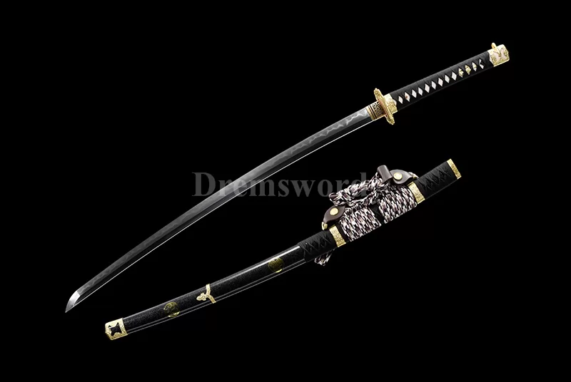 handmade Clay Tempered damascus folded steel tachi Japanese samurai Sword fully hand polished.