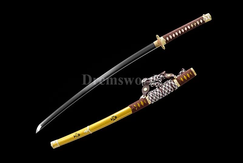 High quality hand forge Clay Tempered suguha hamon damascus folded steel tachi Japanese samurai Sword fully hand polished sharp.